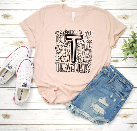 Teacher Shirt, Teacher Typography Shirt, Gift For Teacher, Be Kind, Teacher Gift, School Teacher Shirt, Love To Teach, Teach