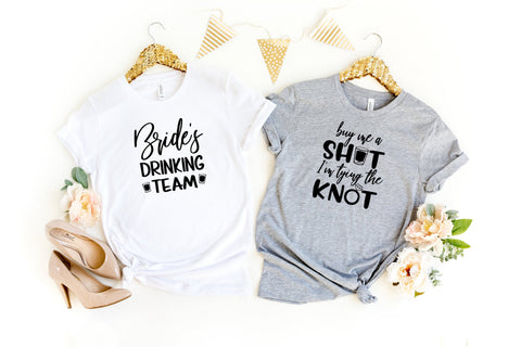 Bachelorette Party Shirts, Buy Me A Shot Tying the Knot, Brides Drinking Team Bachelorette Shirts, Bridesmaids, Bridal Party, Bride to Be !