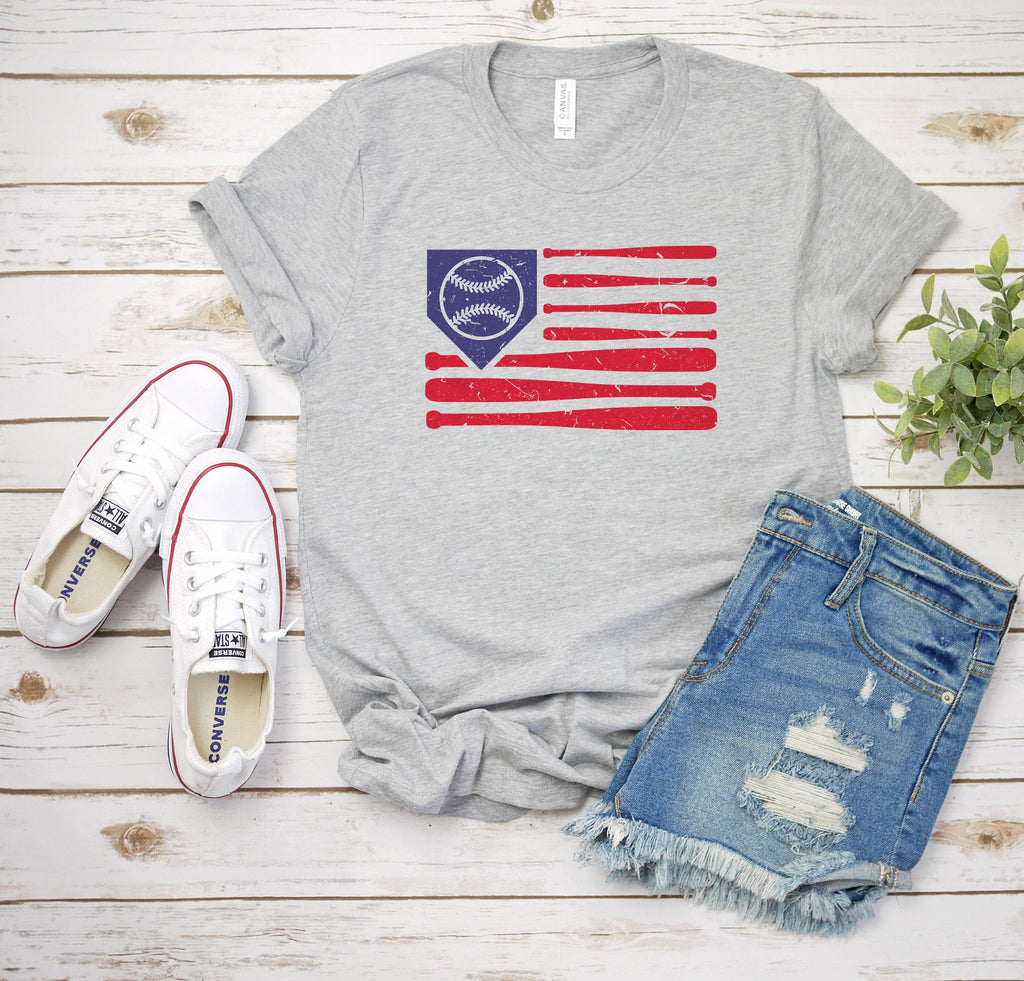 Baseball Flag Distressed Shirt, Baseball Shirts, Baseball Season shirts, Baseball Mom Shirt, Game Day Shirt, Gift For Her, Patriotic Shirt