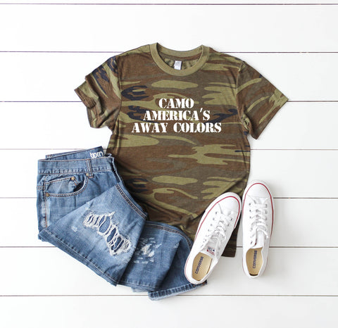Camo America's Away Color Camo Shirt, American Shirt, Patriotic Shirt, Camo Shirt, Gift for Him, Gift for Her, Camo Lovers, Camo Shirts