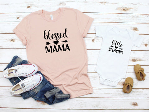 Mother's Day Mommy And Me Outfit, Blessed Mama, Little Blessing And Me Matching Shirts, Gift For Her, Mother's Day Gift, Mommy And Me Outfit