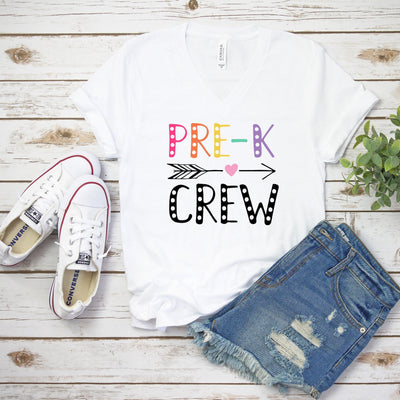 Pre K Crew Teacher V-Neck Shirt, Teacher Shirts, Gift For Teacher, Favorite Teacher Shirt, Teacher Appreciation Gift, Teacher Gift