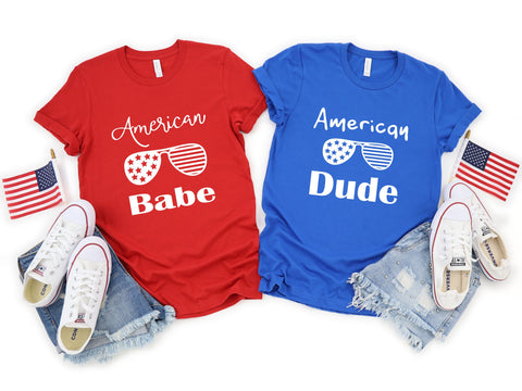 Couples Shirts T-Shirt, American, 4th Of July, Fourth Of July Matching Shirts, His & Hers, Matching Shirts, Wedding Gift, Anniversary