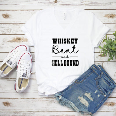 Bachelorette Party Women's V Neck, Whiskey & Veil Bound, Hell Bound V Neck, Country Bachelorette Party, Bridesmaids, Bride to Be, Bach Party