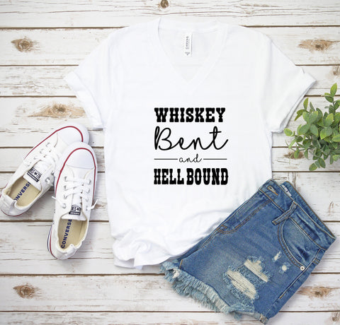Bachelorette Party Women's V Neck, Whiskey & Veil Bound, Hell Bound V Neck, Country Bachelorette Party, Bridesmaids, Bride to Be, Bach Party