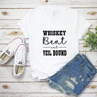 Bachelorette Party Women's V Neck, Whiskey & Veil Bound, Hell Bound V Neck, Country Bachelorette Party, Bridesmaids, Bride to Be, Bach Party