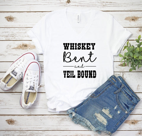 Bachelorette Party Women's V Neck, Whiskey & Veil Bound, Hell Bound V Neck, Country Bachelorette Party, Bridesmaids, Bride to Be, Bach Party