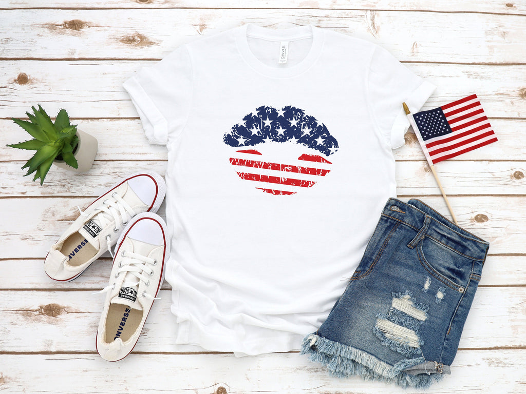 4th Of July USA Shirt, USA Flag Lips, Fourth Of July Shirt, America Unisex Shirt, Shirt For Independence Day, Cute USA Shirt