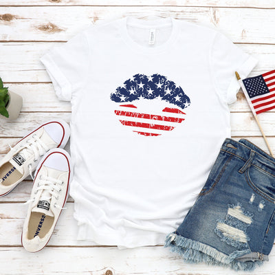 4th Of July USA Shirt, USA Flag Lips, Fourth Of July Shirt, America Unisex Shirt, Shirt For Independence Day, Cute USA Shirt