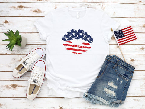 4th Of July USA Shirt, USA Flag Lips, Fourth Of July Shirt, America Unisex Shirt, Shirt For Independence Day, Cute USA Shirt
