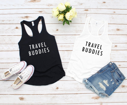 Best friends, Travel Buddies Women's Racerback Tanks, Travel Buddies, Bestie Tshirt, bff matching tshirt, besties matching shirt, Traveling