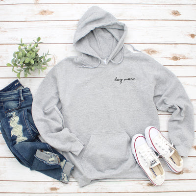Dog Mom Left Chest Script Heavy Blend Hooded Sweatshirt Hoodie, Dog Mom Hoodie, Fur Mama Hoodie, Dog Mom, Dog Mama Hoodie, 12 Colors!