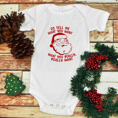 Santa Tell Me What You Want, Baby Infant Bodysuit, Baby Bodysuit, Christmas  Bodysuit, Holiday Baby Bodysuit, Unisex Baby Clothes, Christmas