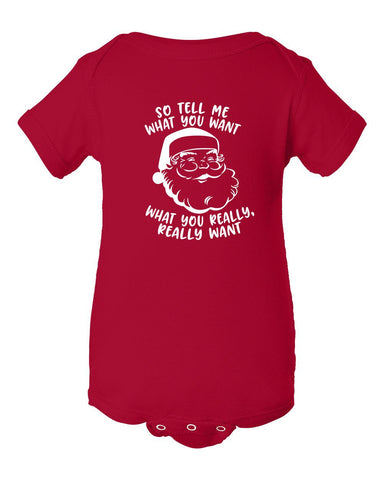Santa Tell Me What You Want, Baby Infant Bodysuit, Baby Bodysuit, Christmas  Bodysuit, Holiday Baby Bodysuit, Unisex Baby Clothes, Christmas