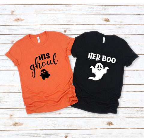 Halloween Couples Shirts T-Shirt, His Ghoul, Her Boo, His & Hers, Matching Shirts, Couple Shirts, Best Friend Shirts, Funny Halloween Shirt