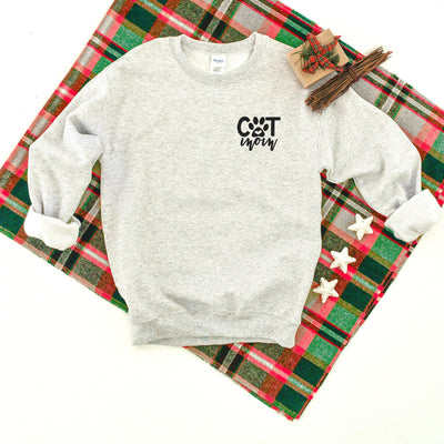 Cat Mom Paw Left Chest Heavy Blend Crewneck Sweatshirt, Cat Lover Sweater, Cat Mom Sweatshirt, Pet Lover Crew Sweater, Dog Mom, Cat Mama