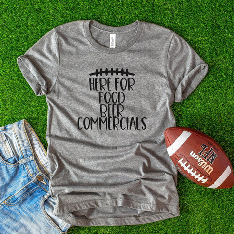 Here For Food, Beer & Commercials Football shirts, Favorite football shirts, Game day shirts, Unisex Shirt, football season, football Shirt,
