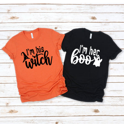 Halloween Couples Shirts T-Shirt, His Witch, Her Boo, His & Hers, Matching Shirts, Wedding Gift, Anniversary, Funny Halloween Shirt