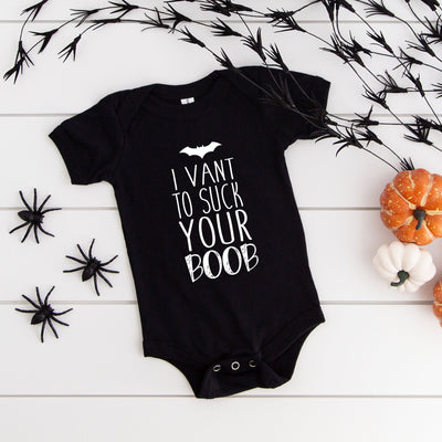 I Vant To Suck Your Boobs Halloween Baby Infant Bodysuit, Funny Baby Bodysuit, Halloween Bodysuit, Unisex Baby Clothes, Baby Shower Gift