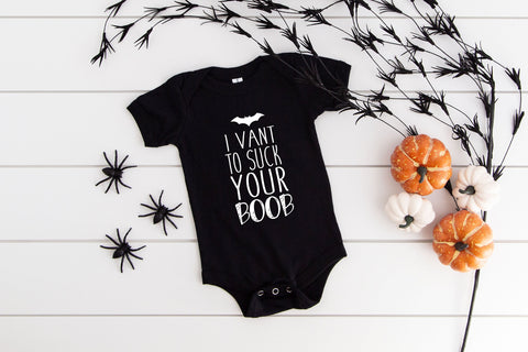 I Vant To Suck Your Boobs Halloween Baby Infant Bodysuit, Funny Baby Bodysuit, Halloween Bodysuit, Unisex Baby Clothes, Baby Shower Gift