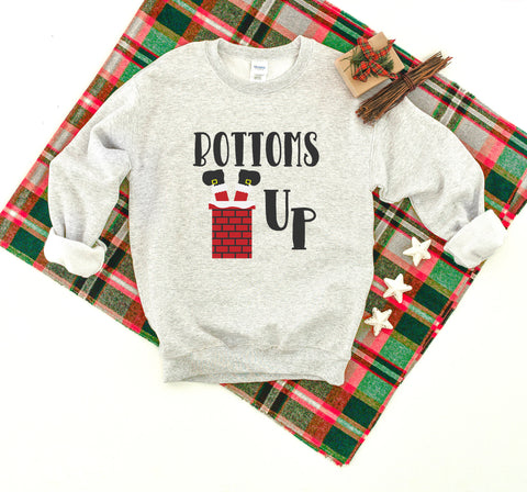 Bottoms Up Heavy Blend Crewneck Sweatshirt, Christmas Sweater, Funny Christmas Sweatshirt, Christmas Sweater, Funny, Lit, Wine Christmas