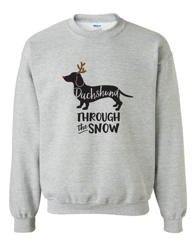 Dachshund Through the Snow Heavy Blend Crewneck Sweatshirt, Christmas Sweater,  Funny Dachshund, Funny Holiday, Funny Christmas, Dog Lover