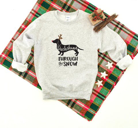 Dachshund Through the Snow Heavy Blend Crewneck Sweatshirt, Christmas Sweater,  Funny Dachshund, Funny Holiday, Funny Christmas, Dog Lover