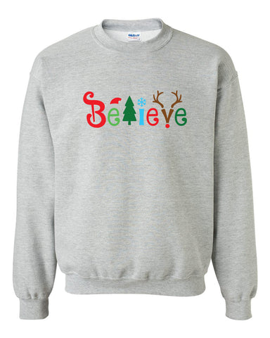 Holiday Believe Heavy Blend Crewneck Sweatshirt, Christmas Sweater,  Festive Christmas Sweatshirt, Christmas Sweater, Christmas Sweater