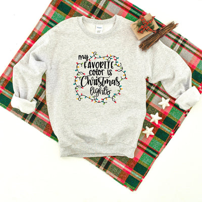 Christmas Lights Are My Favorite Color Heavy Blend Crewneck Sweatshirt, Christmas Sweater, Plaid Sweatshirt, Christmas Sweater, Funny, Lit