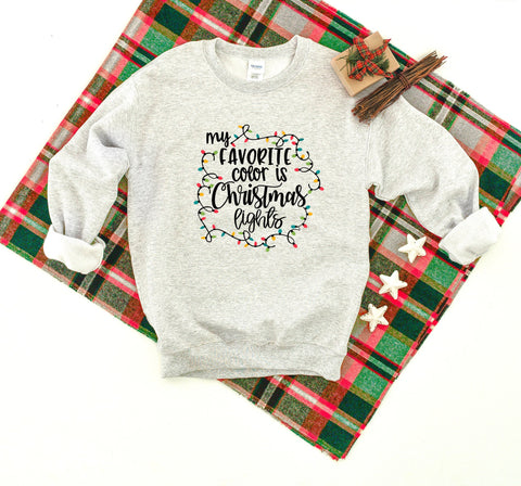 Christmas Lights Are My Favorite Color Heavy Blend Crewneck Sweatshirt, Christmas Sweater, Plaid Sweatshirt, Christmas Sweater, Funny, Lit