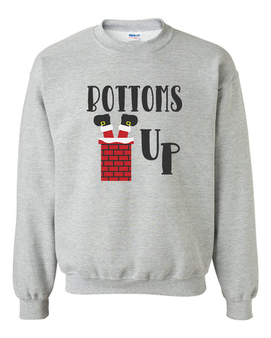 Bottoms Up Heavy Blend Crewneck Sweatshirt, Christmas Sweater, Funny Christmas Sweatshirt, Christmas Sweater, Funny, Lit, Wine Christmas