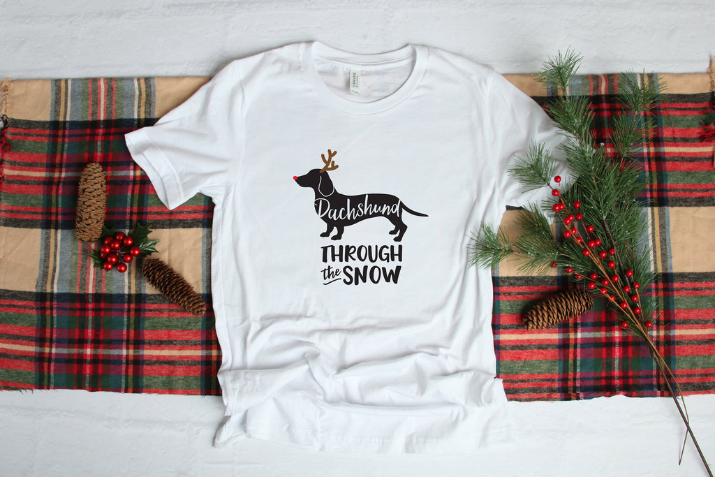 Dachshund Through the Snow Christmas T-Shirt, Funny Sayings Shirt, Christmas Day Shirt, Holiday Shirt, Santa Shirt, Holidays Dachshund Shirt