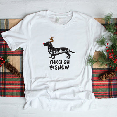 Dachshund Through the Snow Christmas T-Shirt, Funny Sayings Shirt, Christmas Day Shirt, Holiday Shirt, Santa Shirt, Holidays Dachshund Shirt