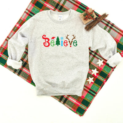 Holiday Believe Heavy Blend Crewneck Sweatshirt, Christmas Sweater,  Festive Christmas Sweatshirt, Christmas Sweater, Christmas Sweater