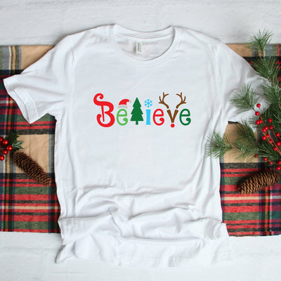 Holiday Believe Christmas Shirt, Funny Sayings Shirt, Christmas Day Shirt Holiday Shirt, Christmas Shirt, Holiday Shirt, Festive Shirt, Xmas