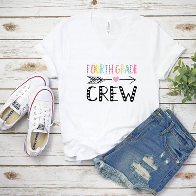 Fourth Grade Crew V-Neck Shirt, Teacher Shirt, Gift For Teacher, Be Kind, Teacher Gift, School Teacher Shirt, Unisex Shirt, Fourth Grade