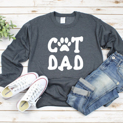 Cat Dad Paw Heavy Blend Crewneck Sweatshirt, Cat Sweater, Cat Dad Sweatshirt, Cat Dad Crew Sweater, Cat Dad, Fathers Day Sweater