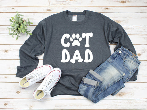 Cat Dad Paw Heavy Blend Crewneck Sweatshirt, Cat Sweater, Cat Dad Sweatshirt, Cat Dad Crew Sweater, Cat Dad, Fathers Day Sweater