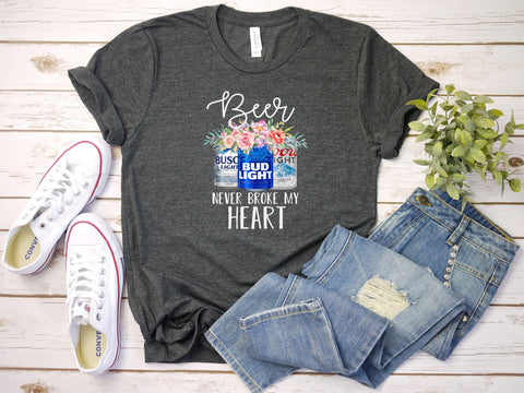 Floral Beer Can Shirt, Women's shirts, Beer shirt, Funny shirts, Concert shirts, Unisex Shirt, Beer Drinking Babe, Gift For Her Shirt