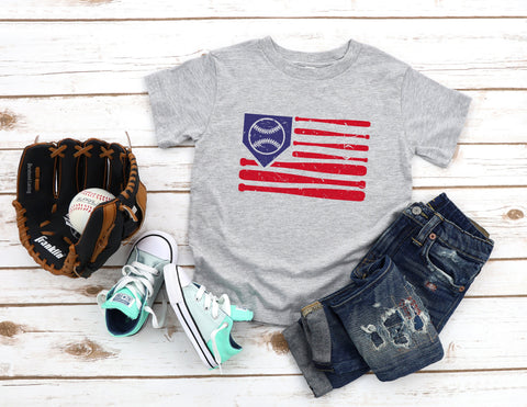 Baseball Flag Distressed T-Shirt, Toddler & Youth Shirt, Baseball Shirt, Toddler Shirt, Youth Shirt, Baseball Tee, Kids Baseball Shirt,